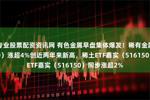 专业股票配资资讯网 有色金属早盘集体爆发！稀有金属ETF（562800）涨超4%创近两年来新高，稀土ETF嘉实（516150）同步涨超2%